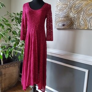Jessica Simpson Beet Red Lace Maternity Dress